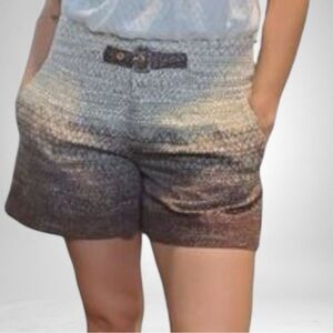 Anthropologie Coquille Ombre Belted Linen Blend Shorts SZ 8